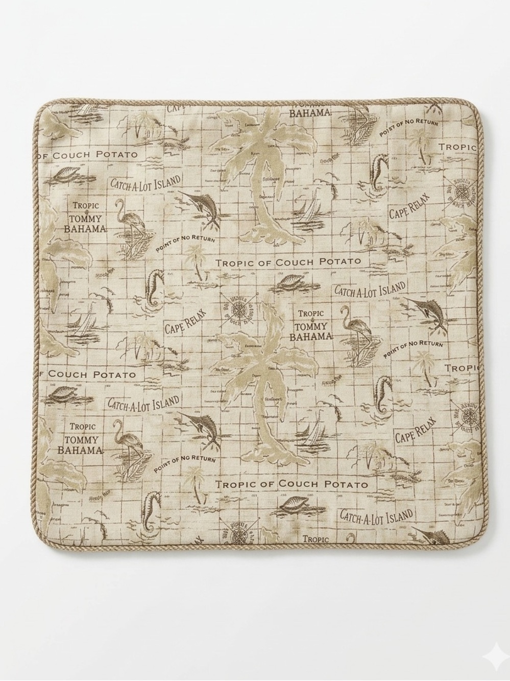Tommy Bahama Nautical Map Euro Pillow Sham - Tropic of Couch Potato